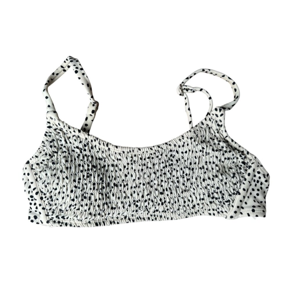 Xhilaration Dalmatian Print Bikini Top XS Adjustable Straps Shirred Smocked Swim